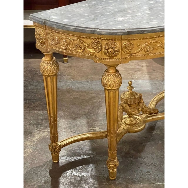 Wood French Louis XVI Demi-Lune Console For Sale - Image 7 of 9