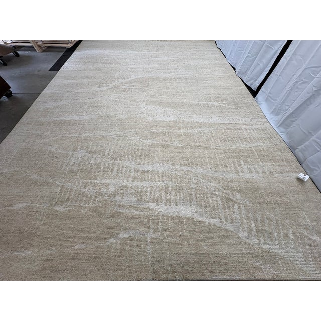 Rh Restoration Hardware Strati Hand-Knotted Wool Rug — 10' × 14' Sand | Himalayan Highland Wool | High-Low Textural Design For Sale - Image 14 of 18