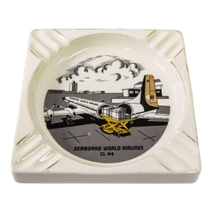 1960s " Seaboard World Airlines Cl44" Advertising Ashtray by Salem Ceramic.