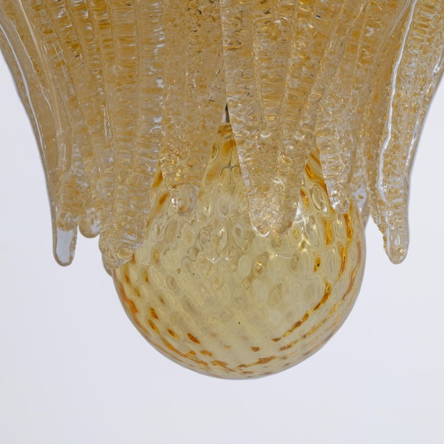 Gold Vintage Gold-Palmette Murano Glass Pendant Light, 2000 For Sale - Image 8 of 12