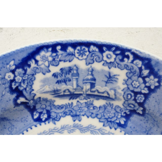Antique Petrus Regout Dutch Maastricht Oriental Blue Transferware Dinner Plate 10" For Sale - Image 4 of 11