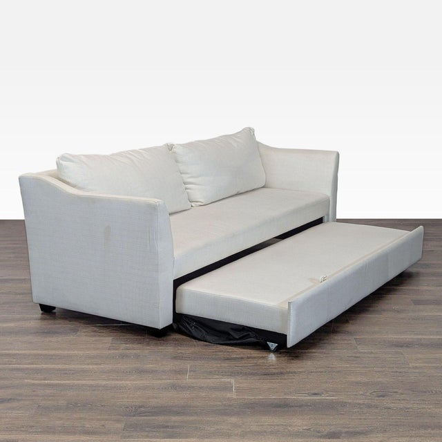 Pottery Barn Pottery Barn York Slope Arm Modern Cream Sleeper Sofa With Pull-Out Bed For Sale - Image 4 of 7