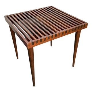 1950s Mid-Century Modern Slatted Walnut Side Table by Mel Smilow For Sale