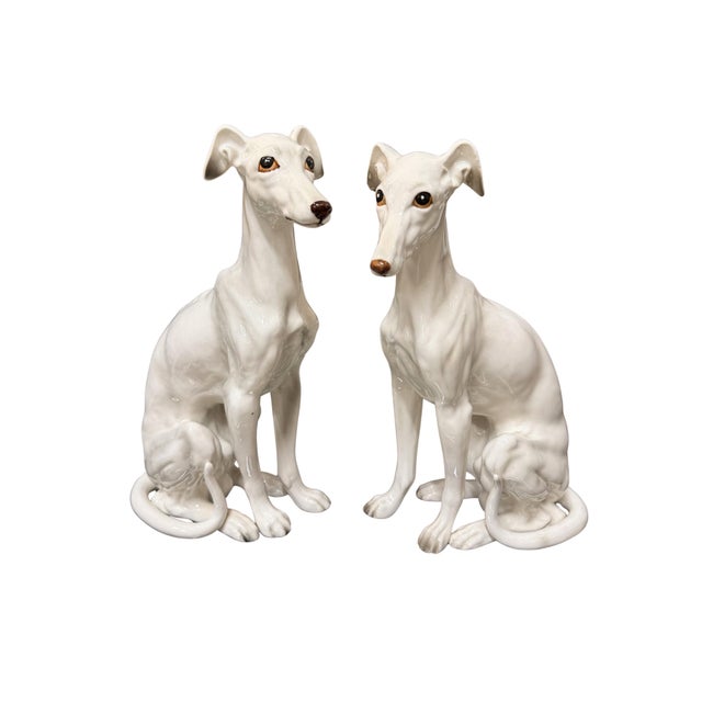 1960s Italian ceramic whippets, a pair.