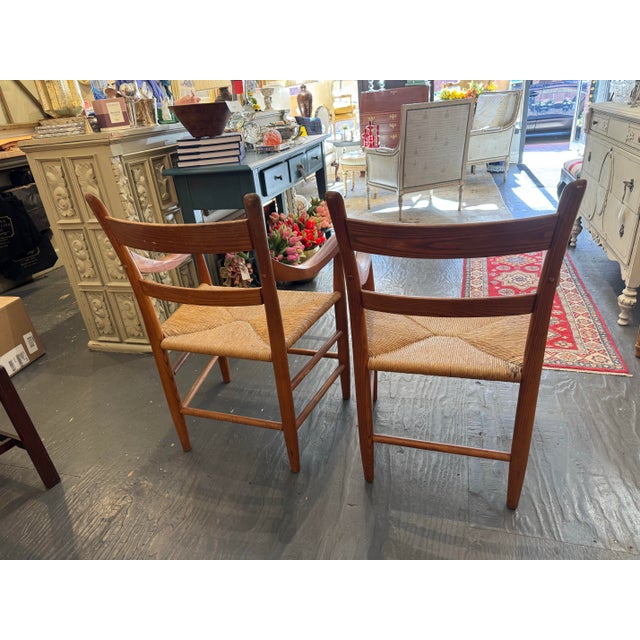 1970s Vintage Charles Webb Rush Seat Chairs For Sale - Image 4 of 4