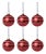 Matte Ball Ornaments with White & Red Rope, Set of 6, Red, 3.25" For Sale