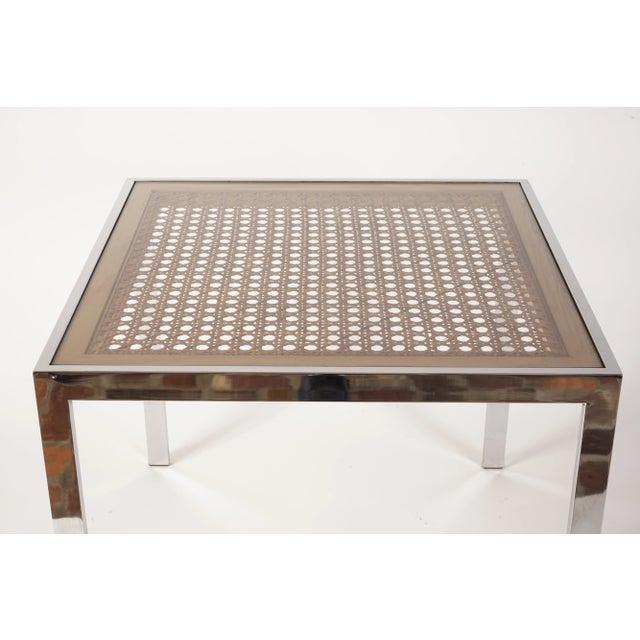 Mid 20th Century Mid Century Modern Chrome and Cane Occasional Table in the Style of Milo Baughman For Sale - Image 5 of 13