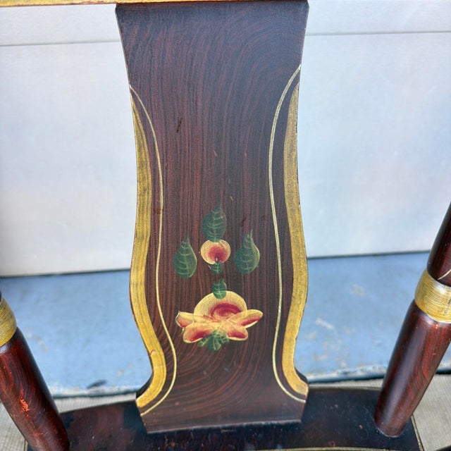 Set of 6 19th C. Adams/York County Pa Paint-Decorated Plank Seat Kitchen Windsor Chairs For Sale - Image 9 of 18