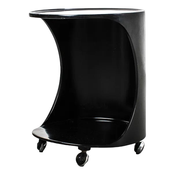 Black Side Table on Wheels For Sale