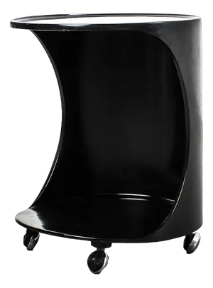 Black Side Table on Wheels
