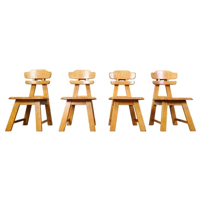 Vintage Brutalist Dutch Oak Dining Chairs, 1960s, Set of 4 For Sale - Image 14 of 14