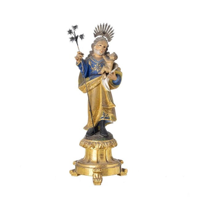 Religious Artist, Saint Joseph of the Boots, 18th Century, Gilded & Painted Wood For Sale - Image 6 of 6
