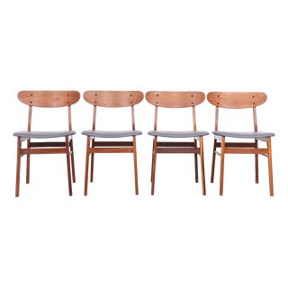 Teak Chairs with Grey Faux Leather from Farstrup Møbler, 1960s, Set of 4 For Sale