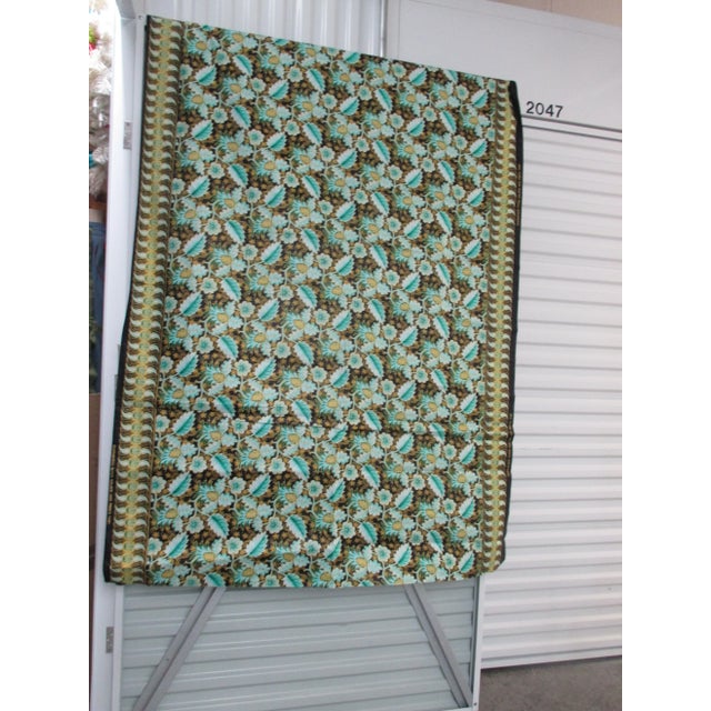 2000 - 2009 African Waxed Fabric Golden Java Prints in Aqua, Gold and Black For Sale - Image 5 of 5