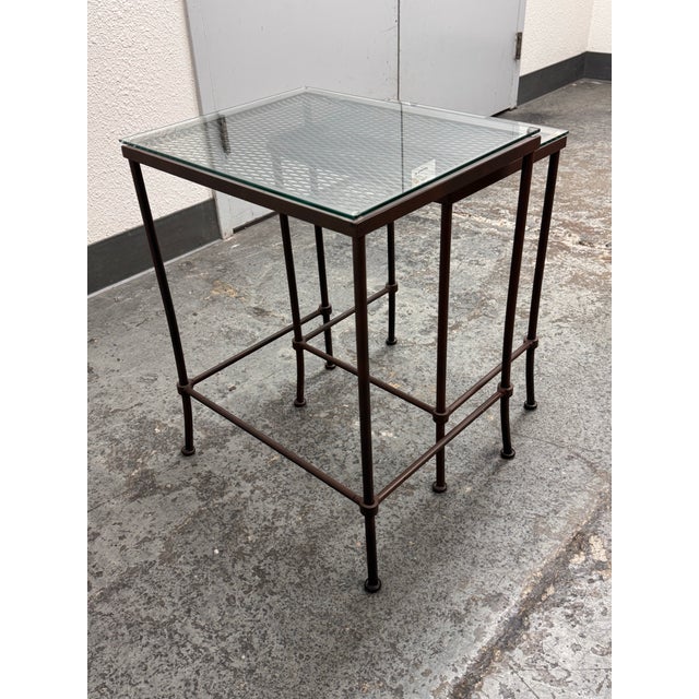 Late 20th Century Contemporary Nesting Tables, Set of Two For Sale - Image 5 of 12