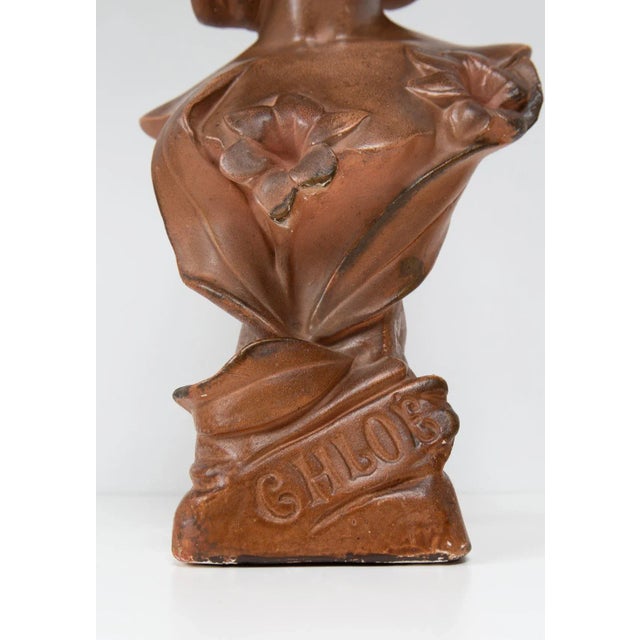 Art Nouveau French Plaster Bust of a Young Woman, 1890s-1910s For Sale - Image 4 of 10