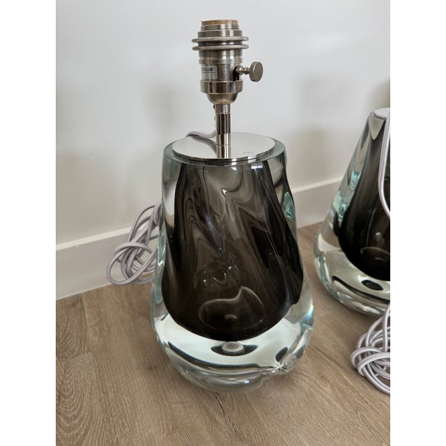 1960s Porta Romana Obsidian Swirl Lamps - Pair For Sale - Image 4 of 12