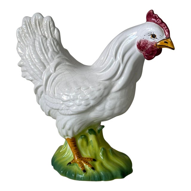 Italian White Ceramic Rooster For Sale
