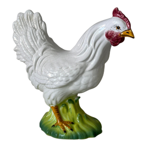 Italian White Ceramic Rooster