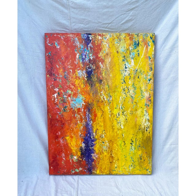 This oversized contemporary painting in the impasto style makes a statement in any space. Vivid colors and visual texture...