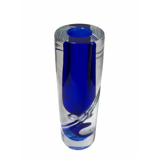 Mid-Century Modern Mid Century Modern Blue Scandinavian Art Glass Vase For Sale - Image 3 of 5