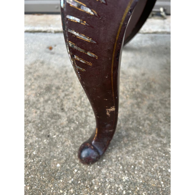 Pair of Mid Victorian Mother of Pearl Inlaid Papier Mâché Gilt Decor Set of Chairs For Sale - Image 4 of 12