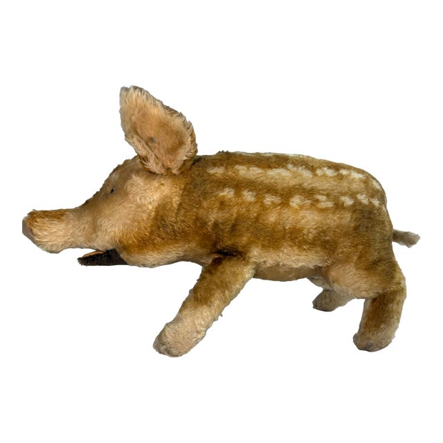 Large Vintage Handmade German Steiff Mohair Dalle Boar Pig Stuffed Animal 23 In. For Sale