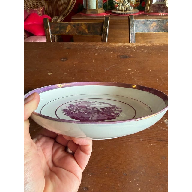 Rare Antique Pink Lustre and Bat Printed Pearlware Low Serving Bowl, Attributed to Thomas Wolfe, Circa 1805 For Sale - Image 14 of 14