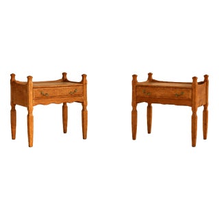 Vintage Brutalist Bedside Tables and Cabinets attributed to Henning Kjærnulf, Denmark, 1960s, Set of 2 For Sale