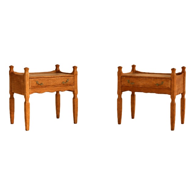 Vintage Brutalist Bedside Tables and Cabinets attributed to Henning Kjærnulf, Denmark, 1960s, Set of 2 For Sale