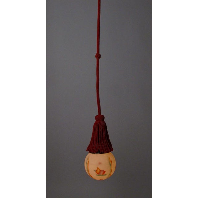 Pendant Light with Spritz Decor Glass Globe and Posement, Austria, 1920s For Sale - Image 12 of 18