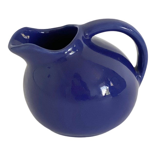 1940s Classic Shape Mini Blue Stoneware Pitcher For Sale