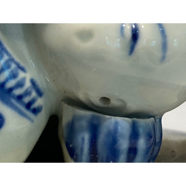 Blue Vintage Chinese Blue and White Porcelain Head/Neck Rest. For Sale - Image 8 of 12