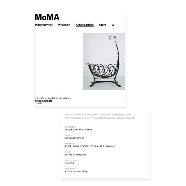 Child Cradle by Jacob & Josef Kohn for Thonet, 1895 For Sale - Image 11 of 12