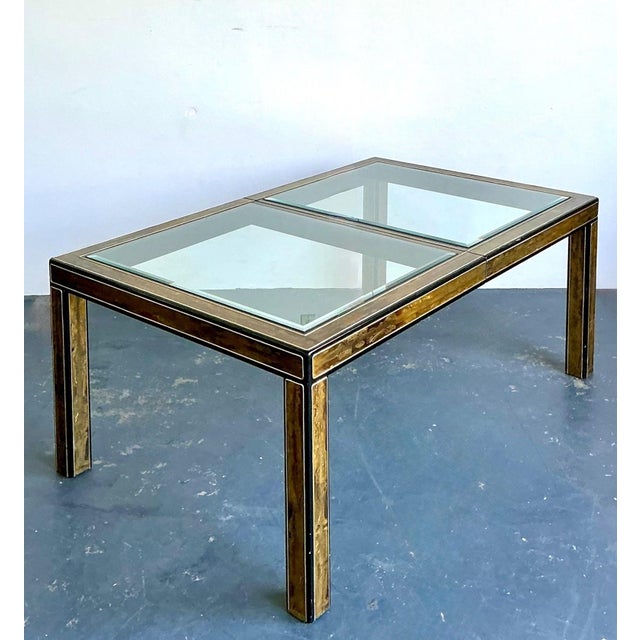 Late 20th Century Vintage Acid Etched Brass and Glass Dining Table After Bernhard Rohne For Sale - Image 5 of 14