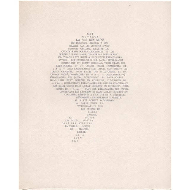1940s Louis Icart, Pear Breasts from The Life of Breasts, Nude, Original Etching & Aquatint, 1945 For Sale - Image 5 of 7