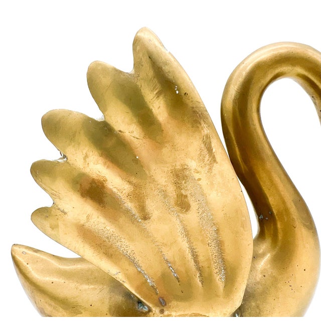 Vintage Hollywood Regency Brass Swan Sculpture | Mid-Century Modern Figurative Decor - Hollywood Regency, Neoclassical For Sale - Image 11 of 12