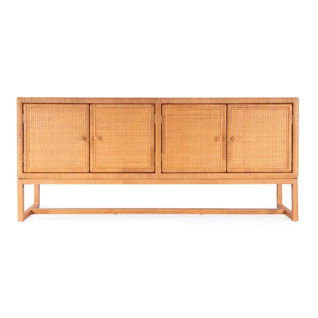 2020s Captiva 76 in. W Rectangular Rattan 4 Door Sideboard, Natural Rattan For Sale - Image 5 of 9