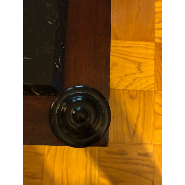 Stone Vintage Baroque Style Black Marble and Turned Leg Cocktail Table For Sale - Image 7 of 11
