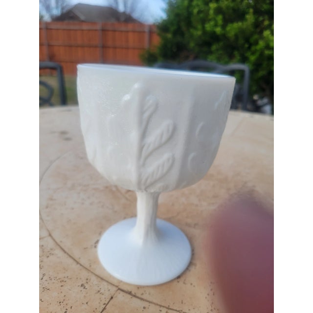 American Vintage Milk Glass Goblet For Sale - Image 3 of 8