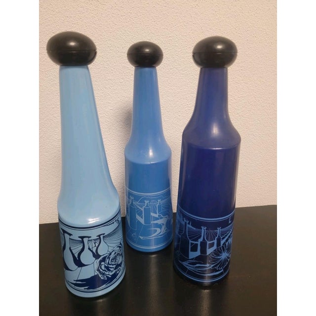 Blue Glass Bottles by Salvador Dali, 1970s, Set of 3 For Sale - Image 8 of 9