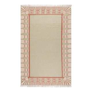 Part & Parcel Goods Wool Tassel Rug, 5' x 8', Celadon, Topaz and Eggshell For Sale