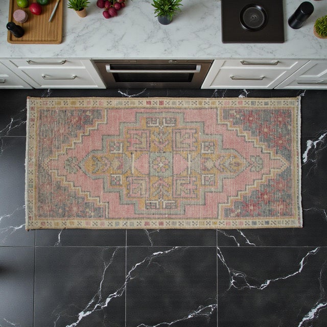 Contemporary Hand Knotted Door Mat, Entryway Rug, Bath Mat, Kitchen Decor, Small Rug, Turkish Rug - 1′6″ × 3′1″ For Sale - Image 3 of 13