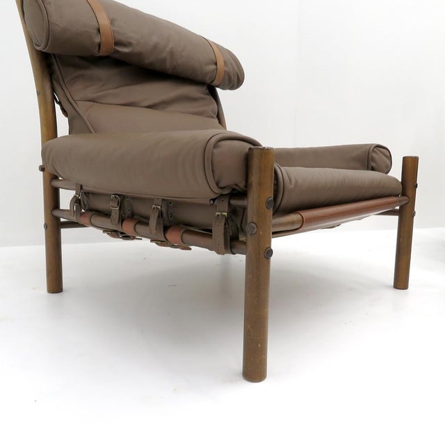 Mid-Century Modern Arne Norell ‘Inca’ Leather Chairs and Ottoman, 1970 For Sale - Image 3 of 10