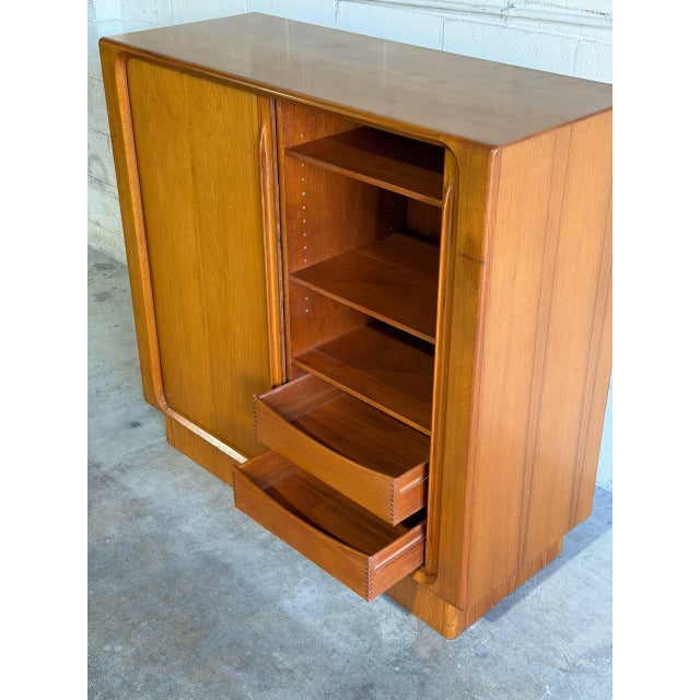 Teak Tambour Door Highboy Dresser Cabinet by Bernhard Pedersen Denmark Mid-Century 1960s For Sale - Image 9 of 10