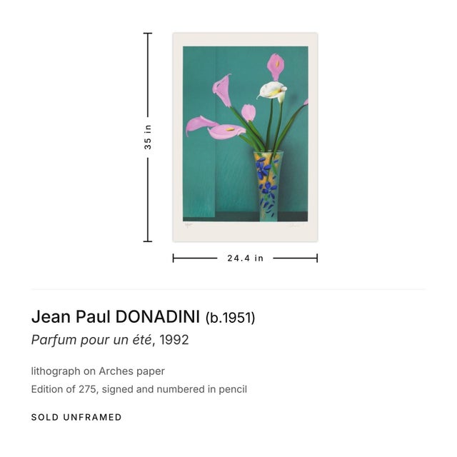 Surrealism 1992 Jean Paul Donadini Parfum Pour Un Été Signed Lithograph For Sale - Image 3 of 3