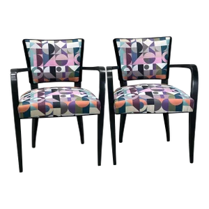 1950s French Bridge Chairs Reupholstered - A Pair