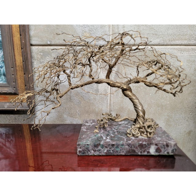 Mid 20th Century Wire Tree Sculpture on Marble Base, Artist Signed For Sale - Image 5 of 14