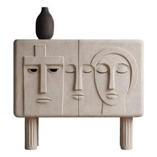 Handmade Three Faces Console Table For Sale