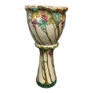 Majolica Art Nouveau Jardiniere & Pedestal